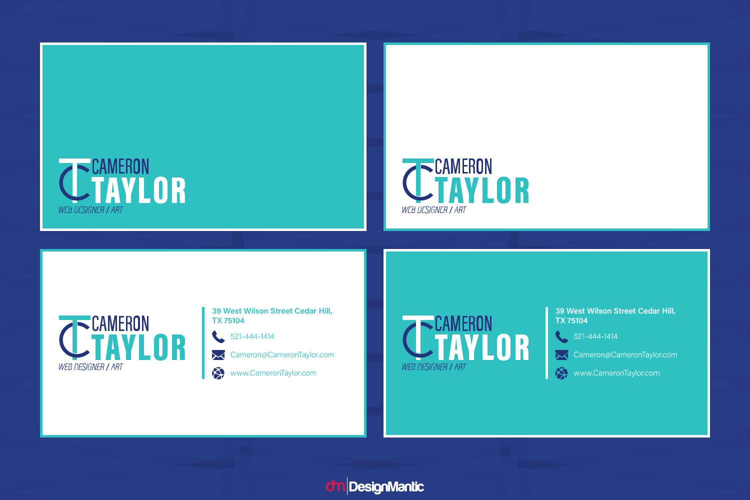 different business card layouts