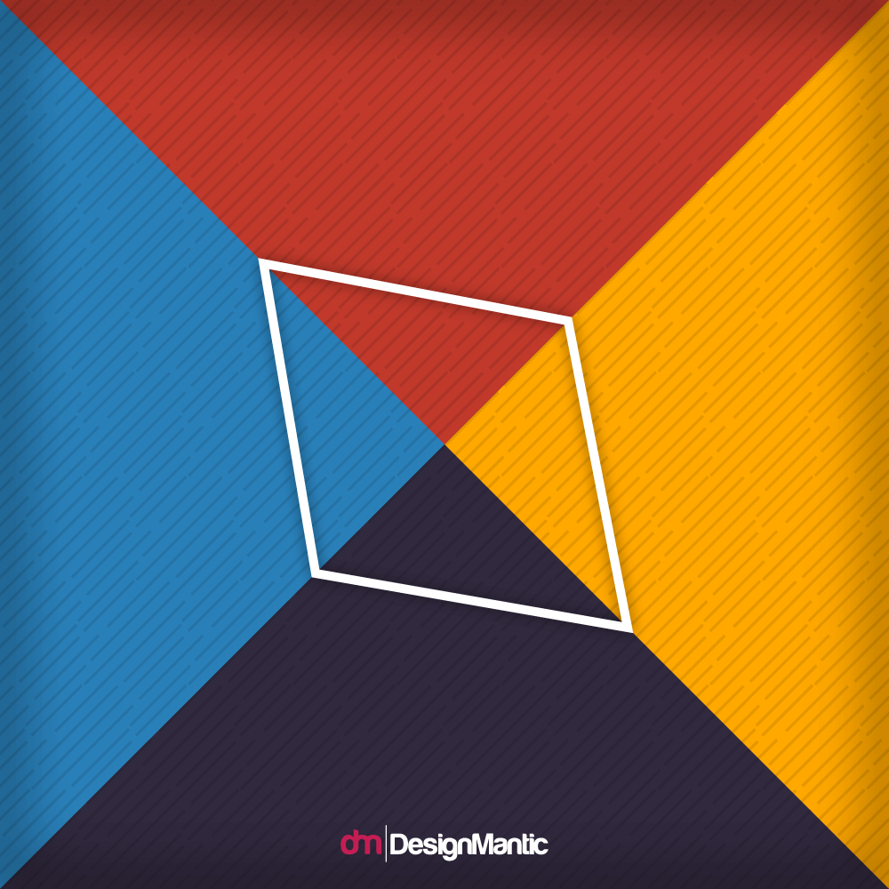 white line quadrilateral with four colors of background