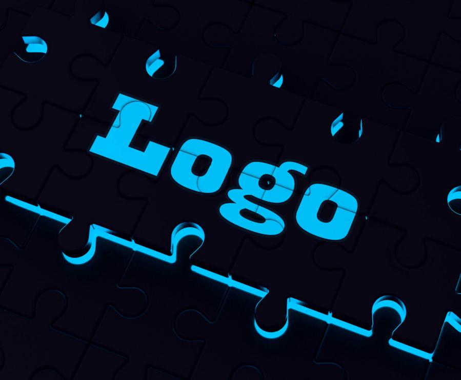 Bright typefont in dark puzzle written as LOGO