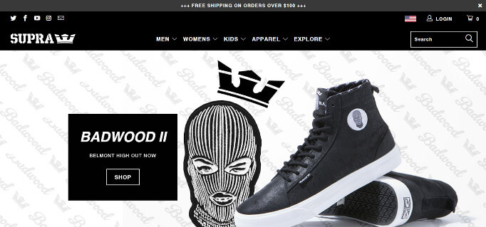 web page of shoe brand