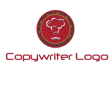 chef with hat in circle with pattern ring restaurant logo
