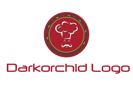 chef with hat in circle with pattern ring restaurant logo