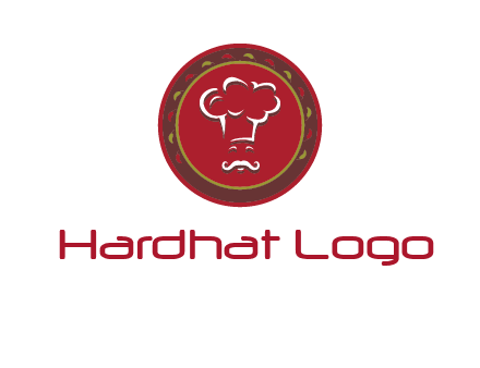 chef with hat in circle with pattern ring restaurant logo