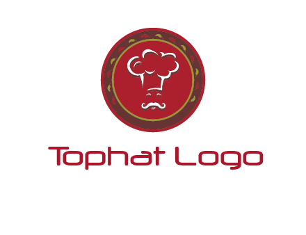 chef with hat in circle with pattern ring restaurant logo