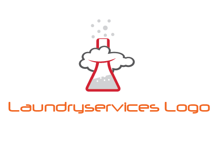 cloud around chemical flask research logo