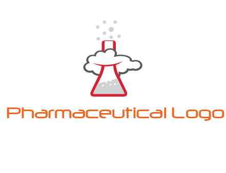 cloud around chemical flask research logo