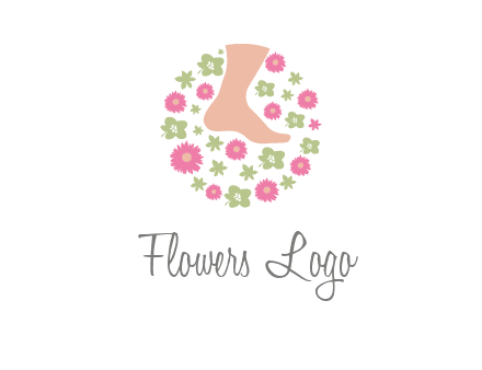 flowers and foot in circle spa logo