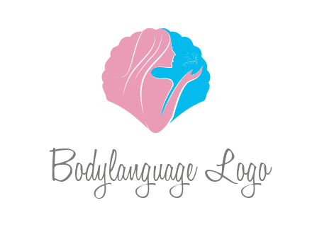 woman side profile and hand beauty logo icon