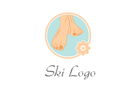 manicured feet and flower in circle spa logo