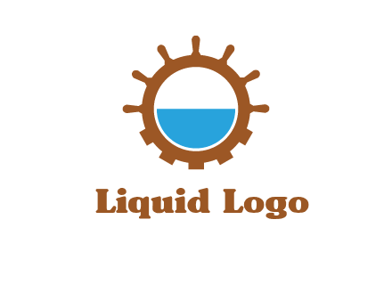 water in ship wheel and gear engineering logo icon
