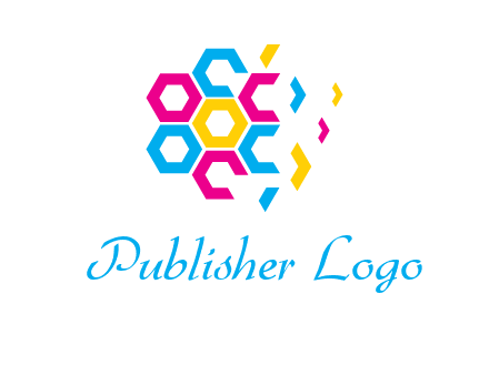 CMYK hexagon in flower shape printing logo