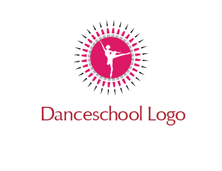 dancing ballerina in fancy pointy circle arts logo icon