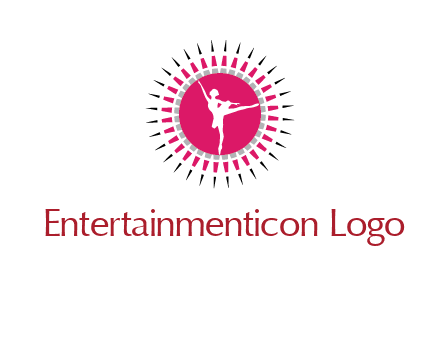 dancing ballerina in fancy pointy circle arts logo icon
