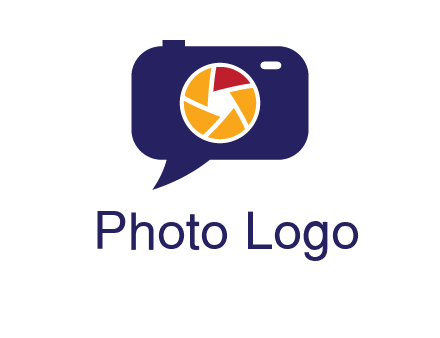 camera as speech bubble with shutter photography logo
