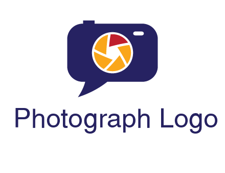 camera as speech bubble with shutter photography logo