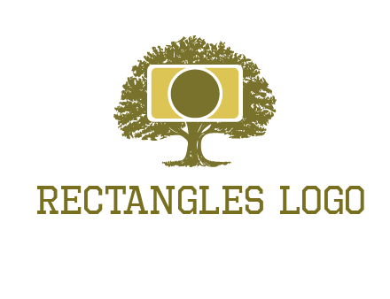 rectangle camera and tree photography logo