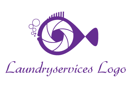 shutter in fish blowing bubbles photography logo