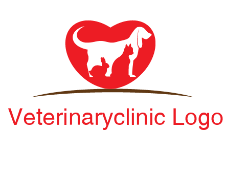 rabbit cat inside dog and heart logo