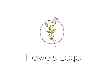 simple spa logo with flowers and buds growing on a stem