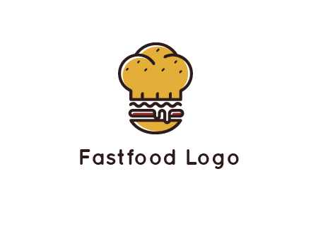 burger with a chef's hat upper bun food logo