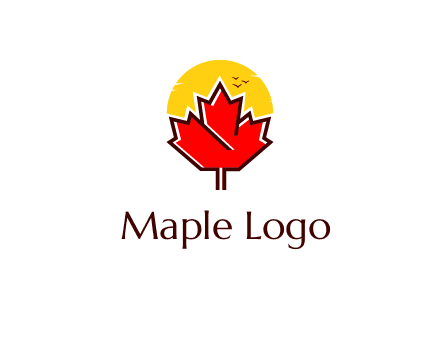 maple leaf covering the sunset logo