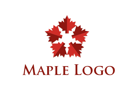 autumn decoration logo made with maple leaves