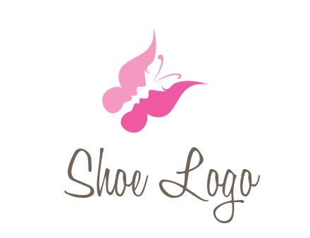 women faces in butterfly wings shape beauty logo