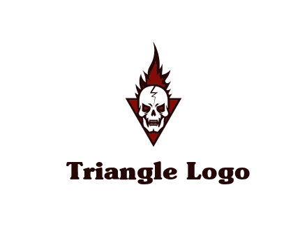 triangle behind skull on flame