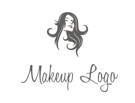 head of woman with long hair beauty logo icon