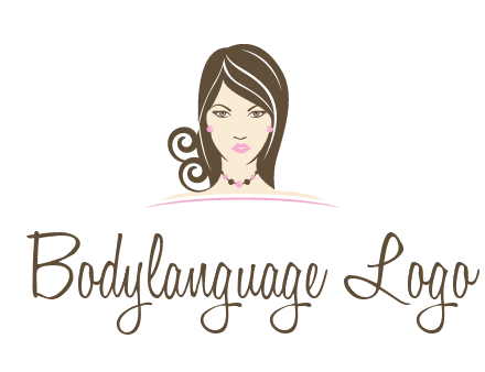head of beautiful woman wearing bead earrings and necklace jewelry logo