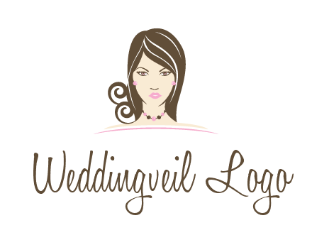 head of beautiful woman wearing bead earrings and necklace jewelry logo