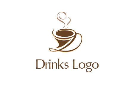 fancy abstract coffee cup with steam beverage logo
