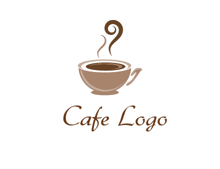 fancy coffee cup with steam beverage logo