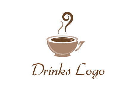fancy coffee cup with steam beverage logo
