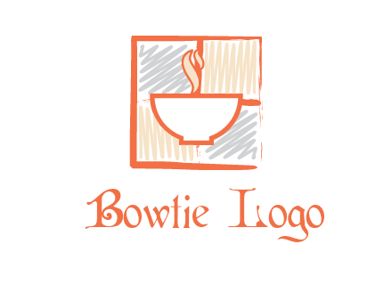 hot bowl in paint effect squares food logo