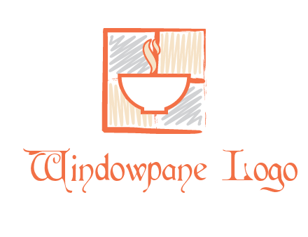 hot bowl in paint effect squares food logo