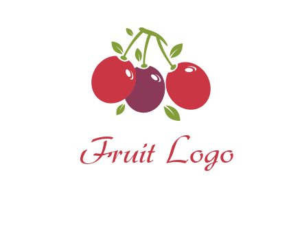 cherries with leaves food logo