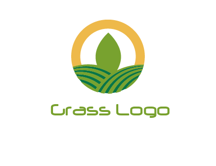abstract tree and fields in circle logo