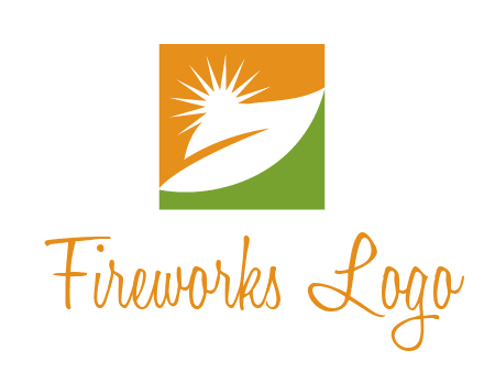 leaf and sun in square environment logo