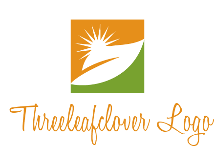 leaf and sun in square environment logo