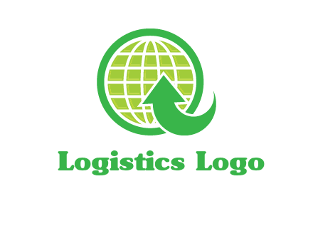 an arrow is placed in front of a globe embossed in a circle logo