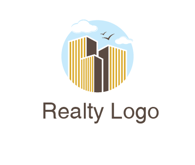 circle sky with buildings logo illustration
