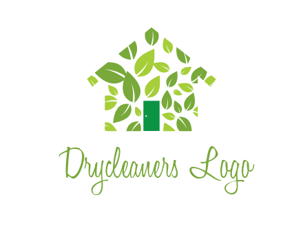 leaves in abstract house real estate logo