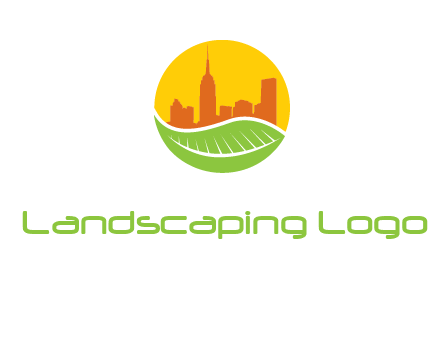 skyline building on leaf logo