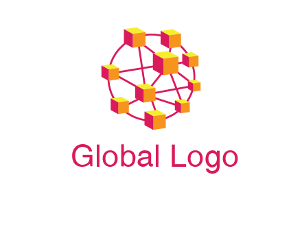 cubes and lines sphere communication logo