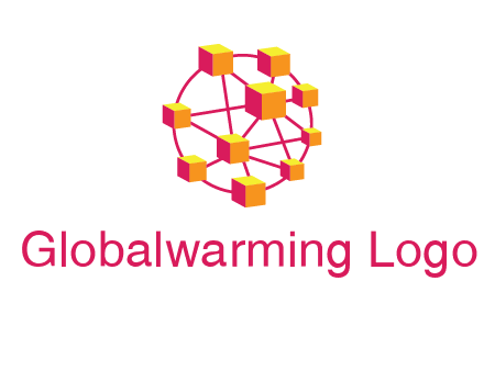 cubes and lines sphere communication logo