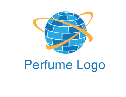 swoosh around bricks globe communication logo