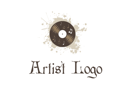 disc with music notes and splatter logo