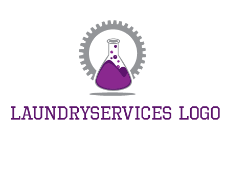 chemical flask and gear engineering logo