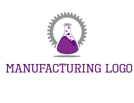 chemical flask and gear engineering logo